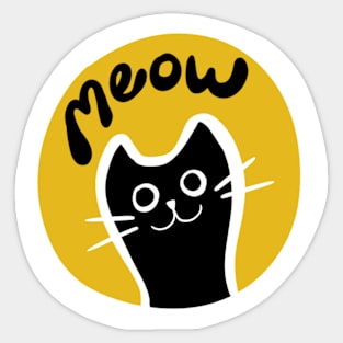 Black Cat Meow Sticker